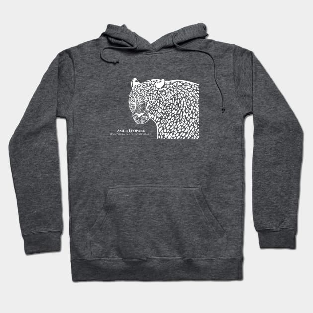 Amur Leopard with Common and Scientific Names - endangered big cat Hoodie by Green Paladin